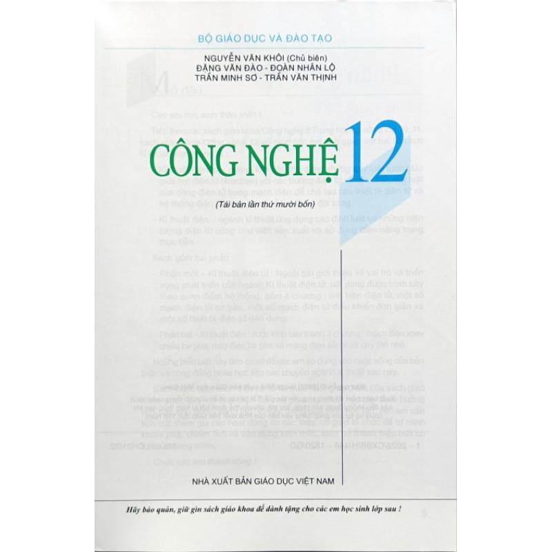 Công Nghệ 12 và Bìa bao