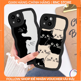 Ốp lưng Iphone 6 Plus/X/XSM/11/12 Pro/13 PM/14 Pro/...trong cạnh gợn sóng hình Meo Meo