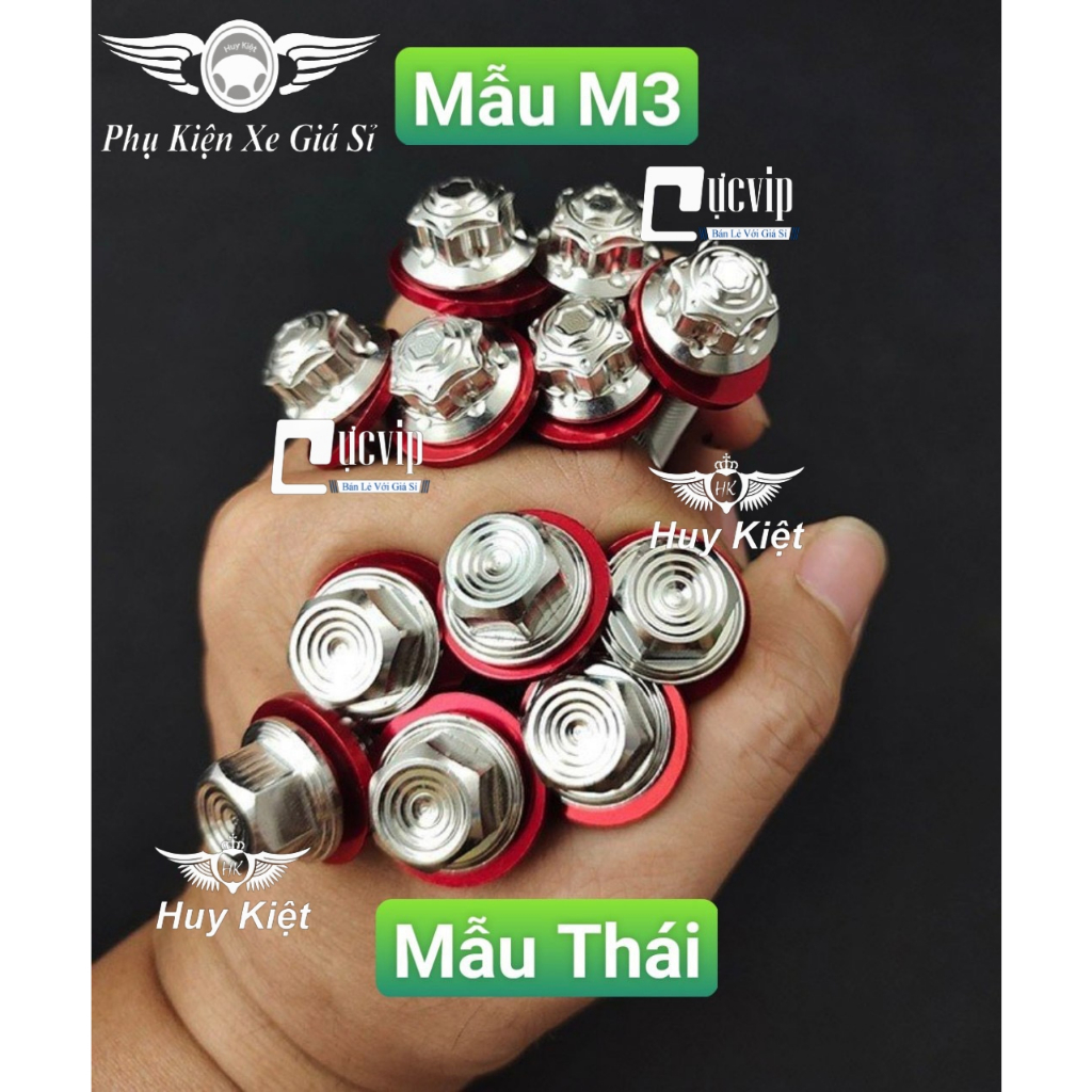 Ốc Salaya 304 8Ly4 (M3) (Thái) TẶNG Lông Đền Nhôm Đỏ Gắn Chảng Ba Rai, Satria, Sonic, MSX Hoặc Pat Heo Dầu Sau MS6158