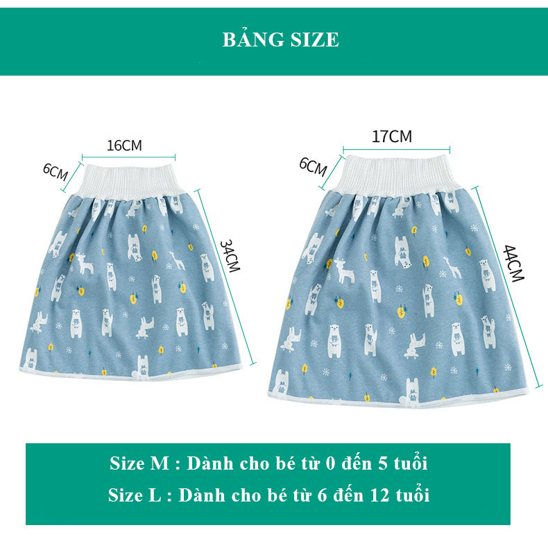 Váy chống tè dầm ngăn thấm khi ngủ cho bé trai và bé gái có thể giặt được Mody M100