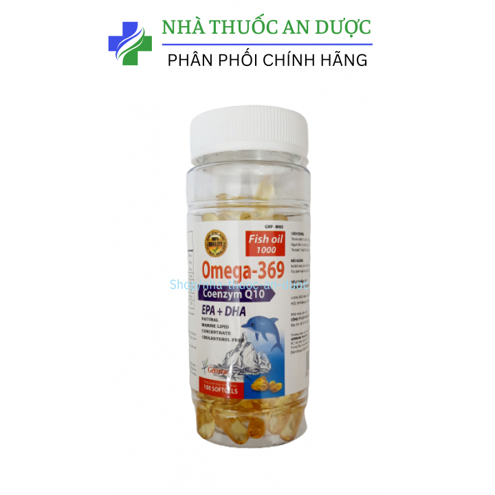 Dầu cá Fish oil 1000 Omega 369 tốt cho tim mạch, trí não, atwng cường thị lực – Hộp 100 viên
