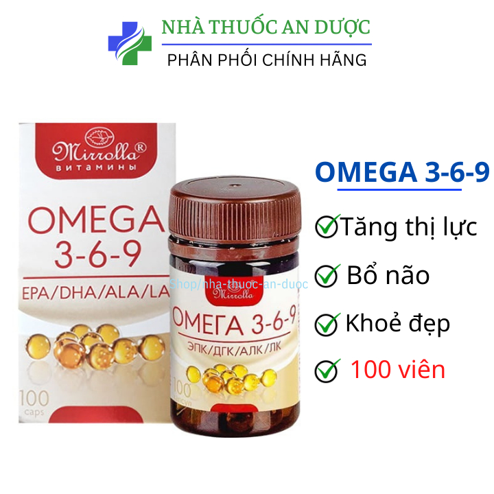 Viên uống Omega 369 Mirrolla Nga 100 viên, Omega tốt cho sức khỏe, trắng da, đẹp da