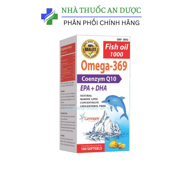 Dầu cá Fish oil 1000 Omega 369 tốt cho tim mạch, trí não, atwng cường thị lực – Hộp 100 viên