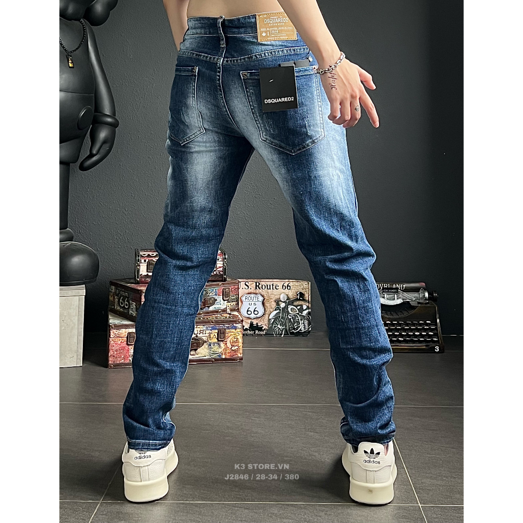 Quần jean nam dài màu xanh đậm was sướt mẫu mới chi tiết như hình J2846 K3 STORE