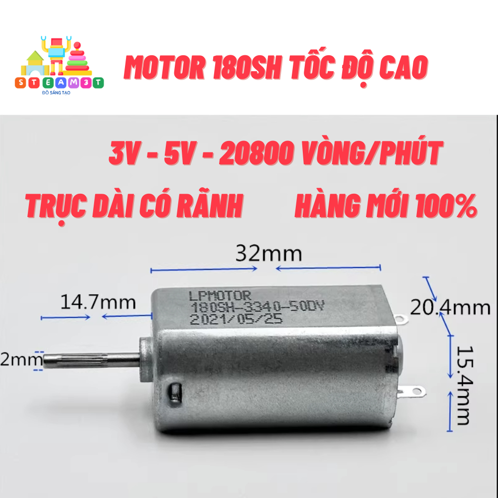 Motor 180 mô tơ mini KFK-180 điện áp 3V - 7.4V tốc độ cao 10600 - 28000 RPM - LK0208