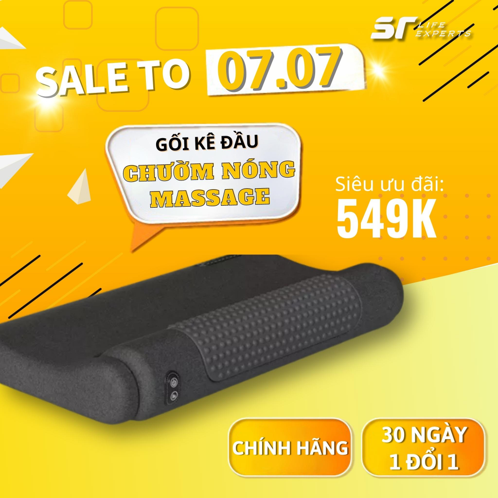 Gối Đầu Sairui Cao Su Non Tích Hợp Massage Chườm Nóng Giảm Đau Mõi Cổ Vai Gáy
