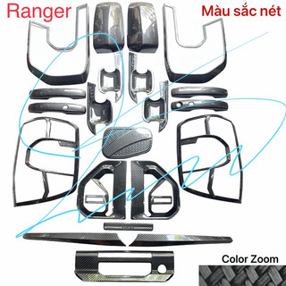 Ốp tay nắm ốp chén hõm cửa gương xe ford ranger 2023 2024 2025 2026 cao cấp carbon fiber phụ kiện nắp xăng