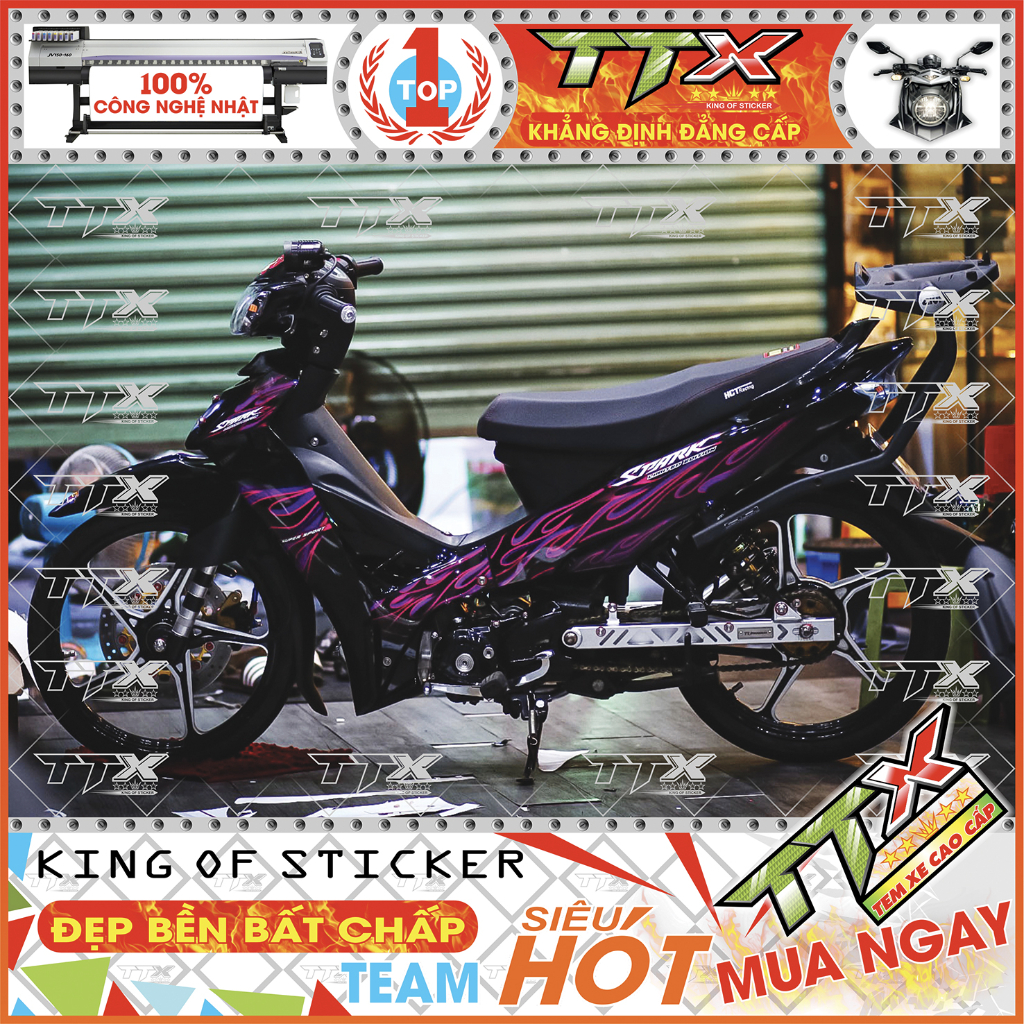 Tem Lửa Sirius 3 Lớp Màu Hồng Tím In 100% Công Nghệ Nhật Dán Xe Full Đen Đẹp Không Tì Vết - Shop TTX Mã (s065-A6)