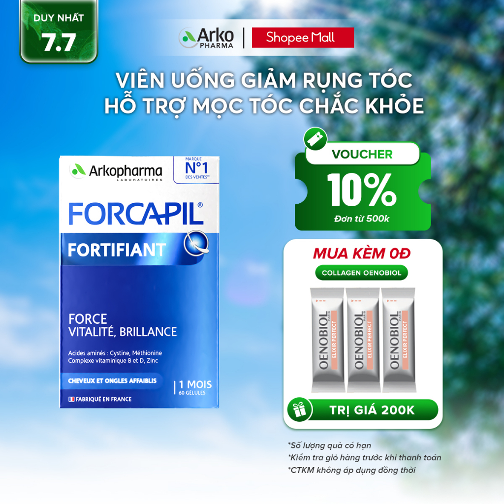 Viên uống giảm rụng tóc, hỗ trợ mọc tóc chắc khỏe Arkopharma 60 viên/hộp