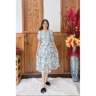 VÁY HOA TIỂU THƯ XẾP LY NGỰC