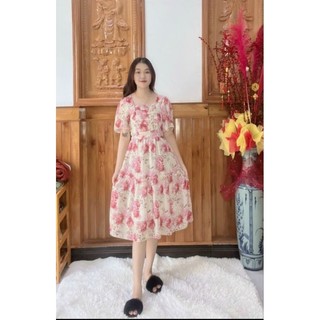 VÁY HOA TIỂU THƯ XẾP LY NGỰC