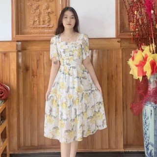 VÁY HOA TIỂU THƯ XẾP LY NGỰC