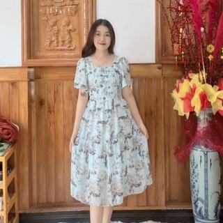 VÁY HOA TIỂU THƯ XẾP LY NGỰC