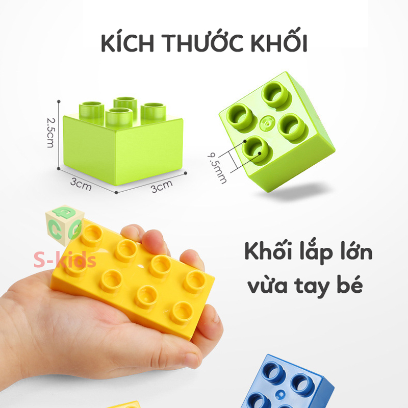 Đồ chơi xếp hình cho bé loại to, bộ lắp ghép các khối cỡ lớn bằng nhựa ABS túi 500 gram