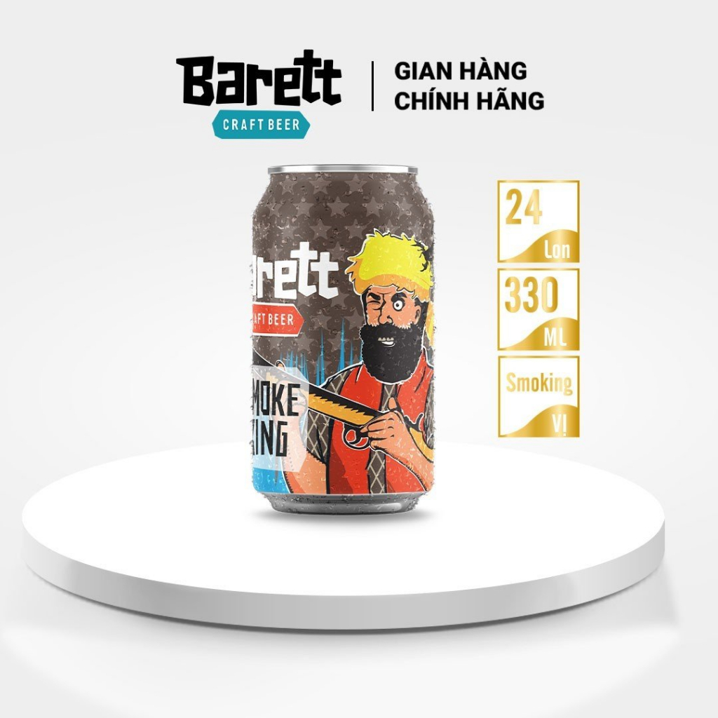 Thùng 24 lon bia thủ công vị Smoke King (330ml)