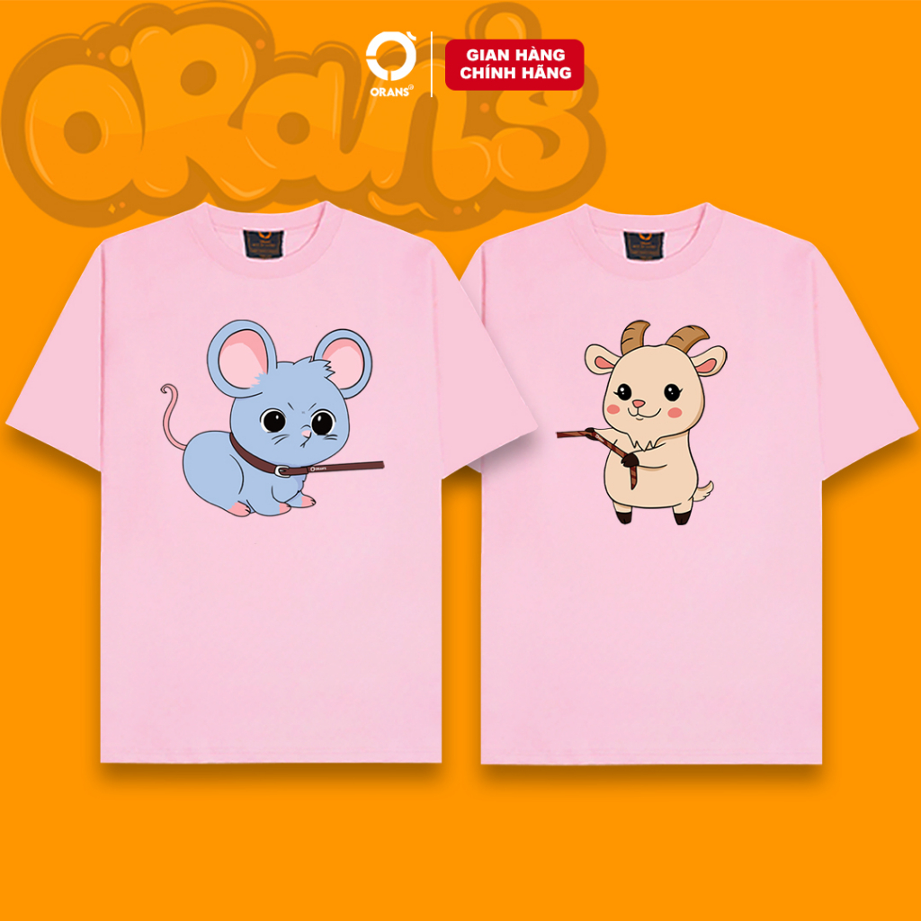 Áo gia đình in hình con dê kéo con chuột 07 tay lỡ Oversize chất COTTON 4C, FULLBOX ORANS COUPLE TEE - ORAN'S