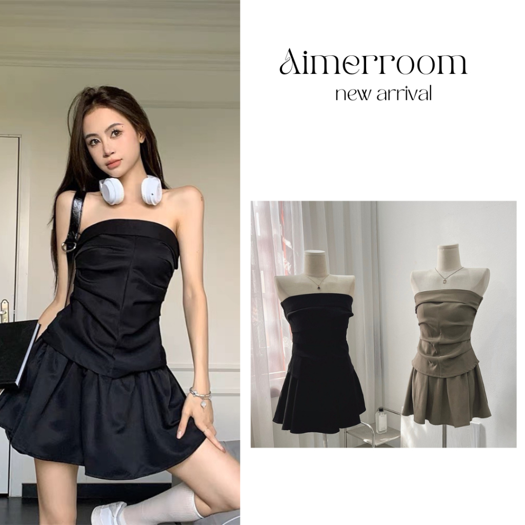 Set Áo Quây Nhún Hai Bên Kèm Chân Váy Cạp Chun Cá Tính