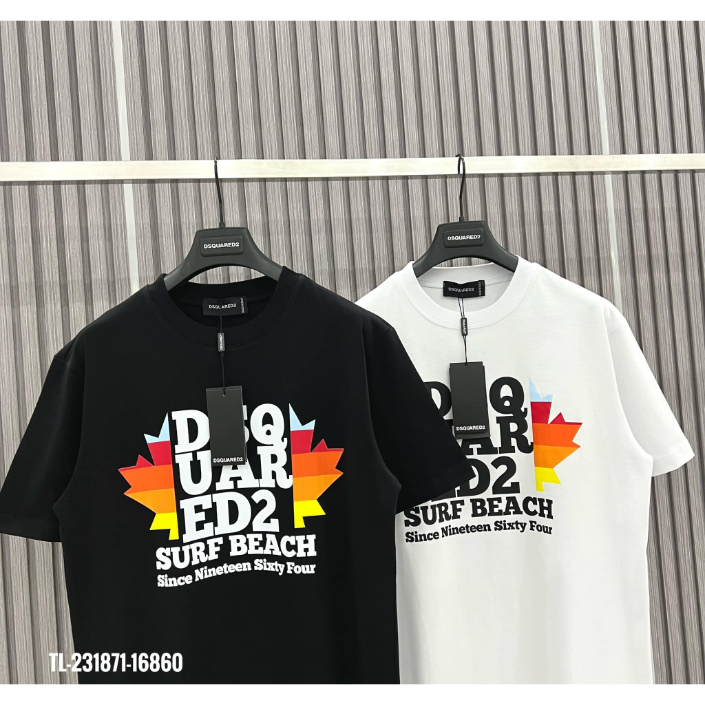 Áo thun nam nữ họa tiết in nổi bật DSQ Lá Hai Bên - thiết kế độc đáo
