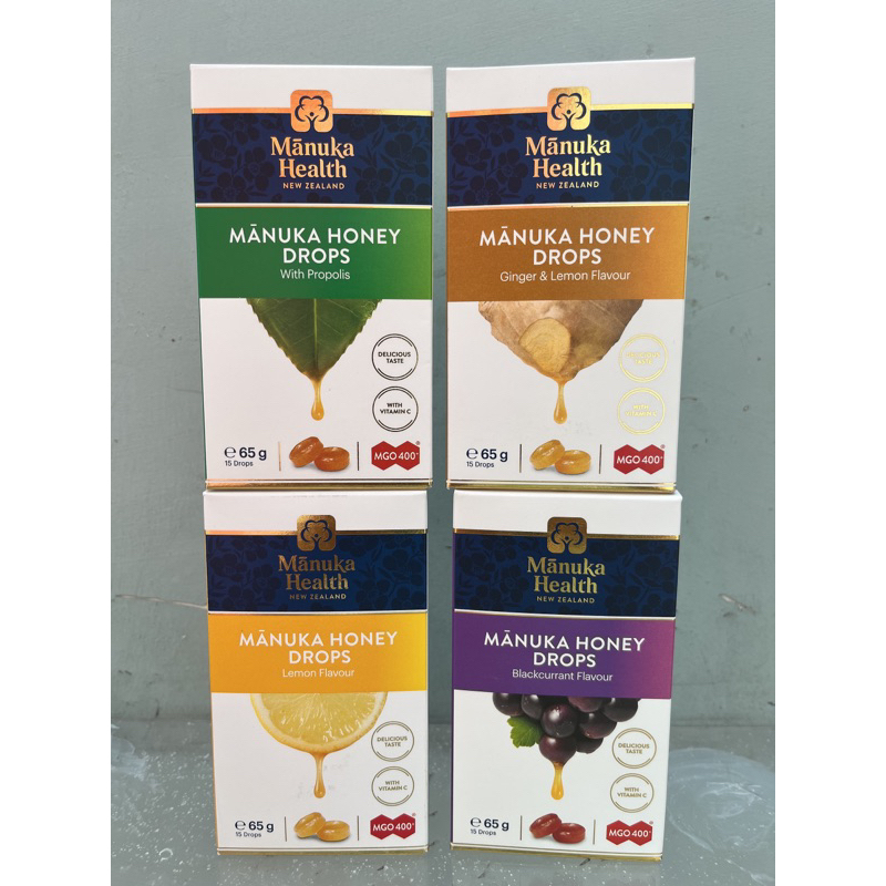 Kẹo Ngậm Mật Ong Manuka Honey Drops Lemon Flavour Vị Chanh, Vị Nho MGO 400+ -65g-15 Viên