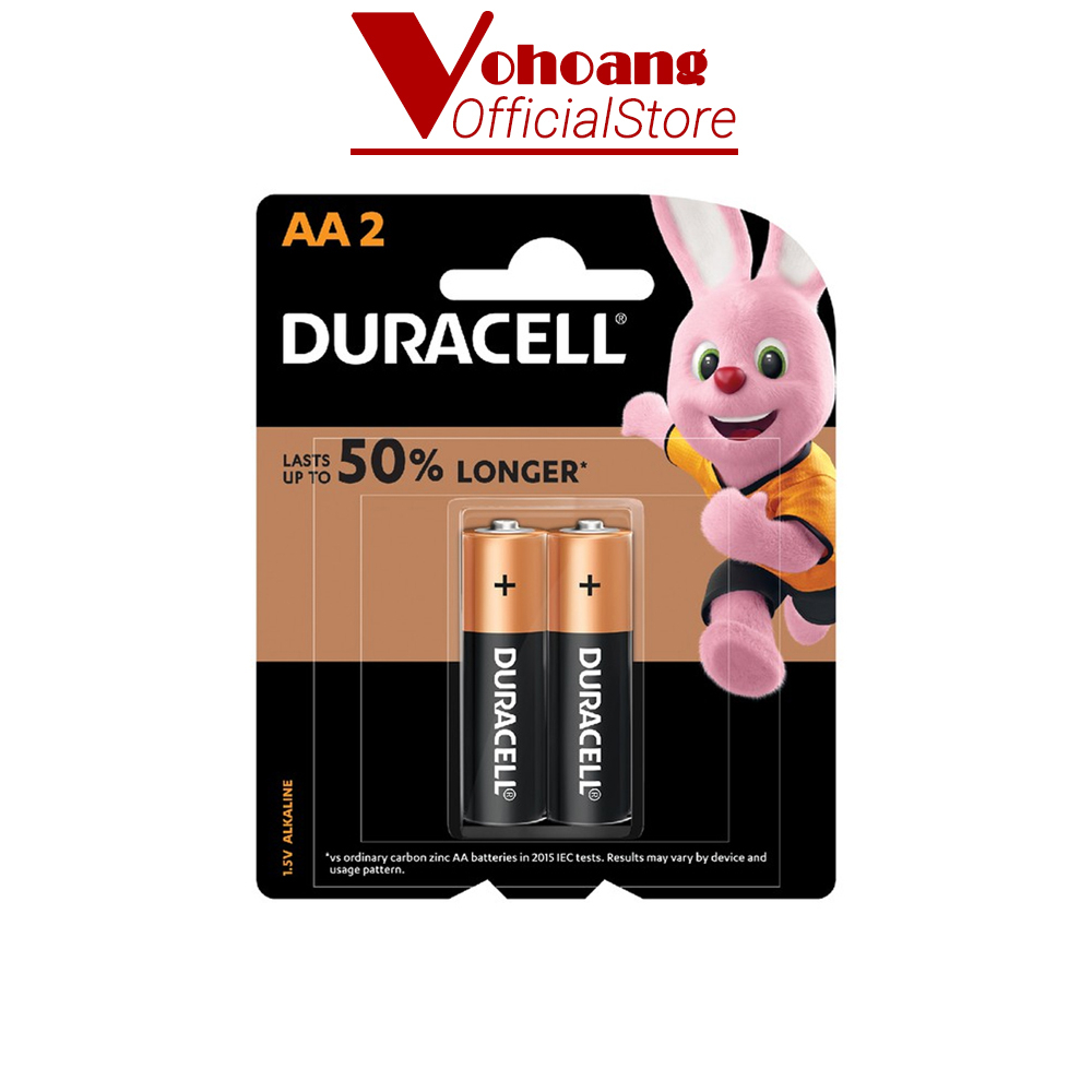 Vỉ 2 viên pin AA Duracell Coppertop dung lượng cao, chống chảy