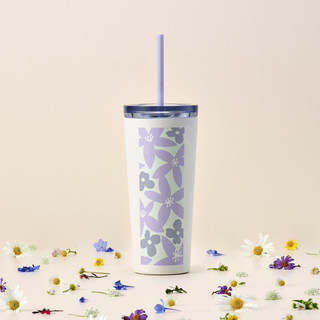 Ly starbucks cold cup 16 fl. oz/ 473ml big flwr purple white