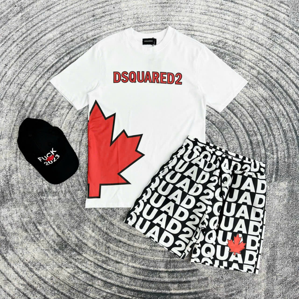 Áo Phông DSQ Nam In Logo Hình Chiếc Lá Siêu Đẹp - Áo Thun DSQ Nam In Chữ Siêu Nét Lá Chữ