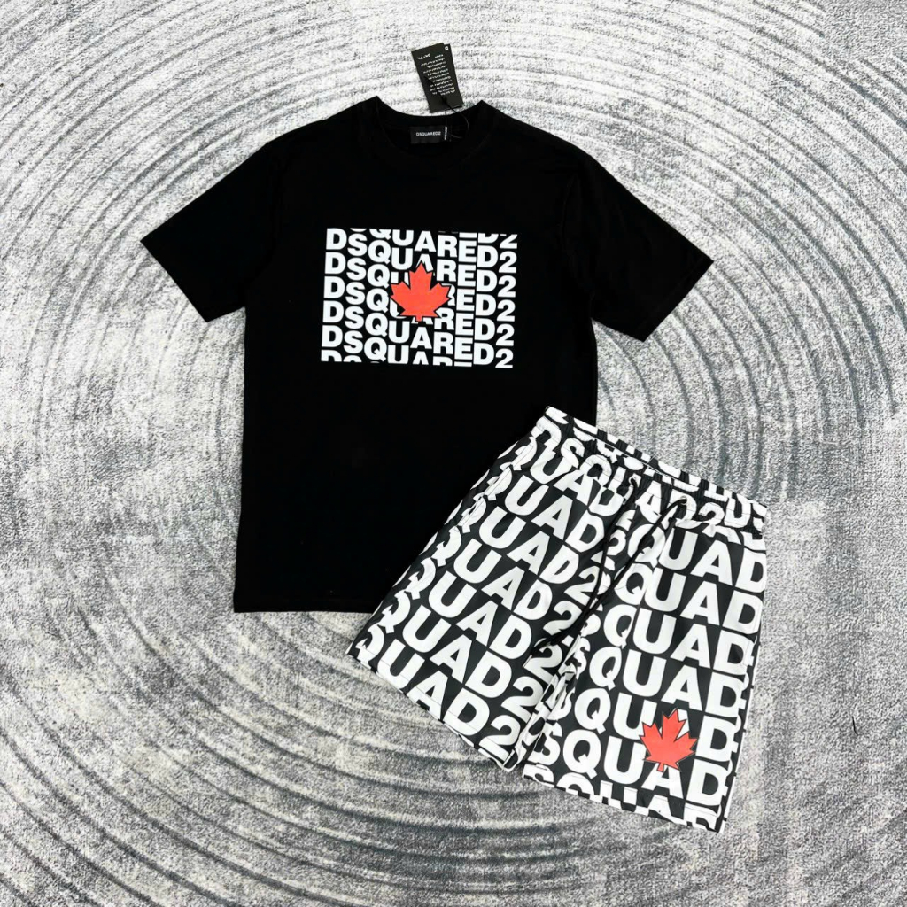Áo Phông DSQ Nam In Logo Hình Chiếc Lá Siêu Đẹp - Áo Thun DSQ Nam In Chữ Siêu Nét Lá Chữ