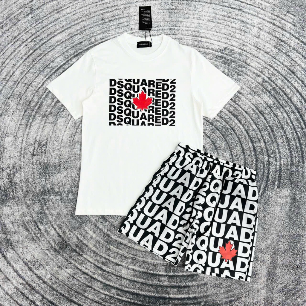 Áo Phông DSQ Nam In Logo Hình Chiếc Lá Siêu Đẹp - Áo Thun DSQ Nam In Chữ Siêu Nét Lá Chữ
