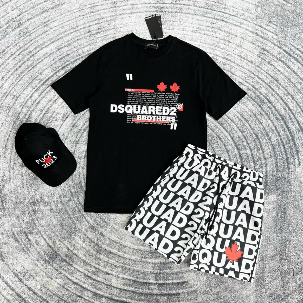Áo Phông DSQ Nam In Logo Hình Chiếc Lá Siêu Đẹp - Áo Thun DSQ Nam In Chữ Siêu Nét Lá Chữ
