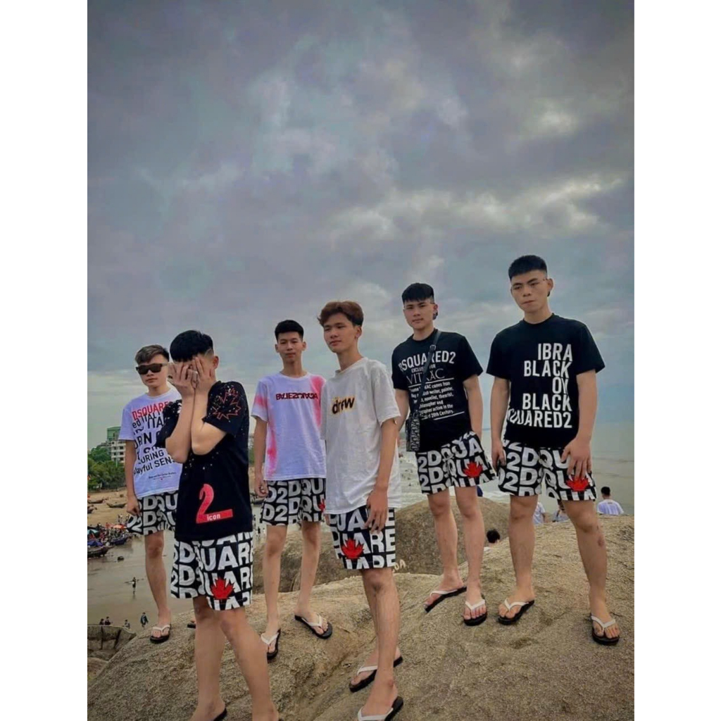 Áo Phông DSQ Nam In Logo Hình Chiếc Lá Siêu Đẹp - Áo Thun DSQ Nam In Chữ Siêu Nét Lá Chữ