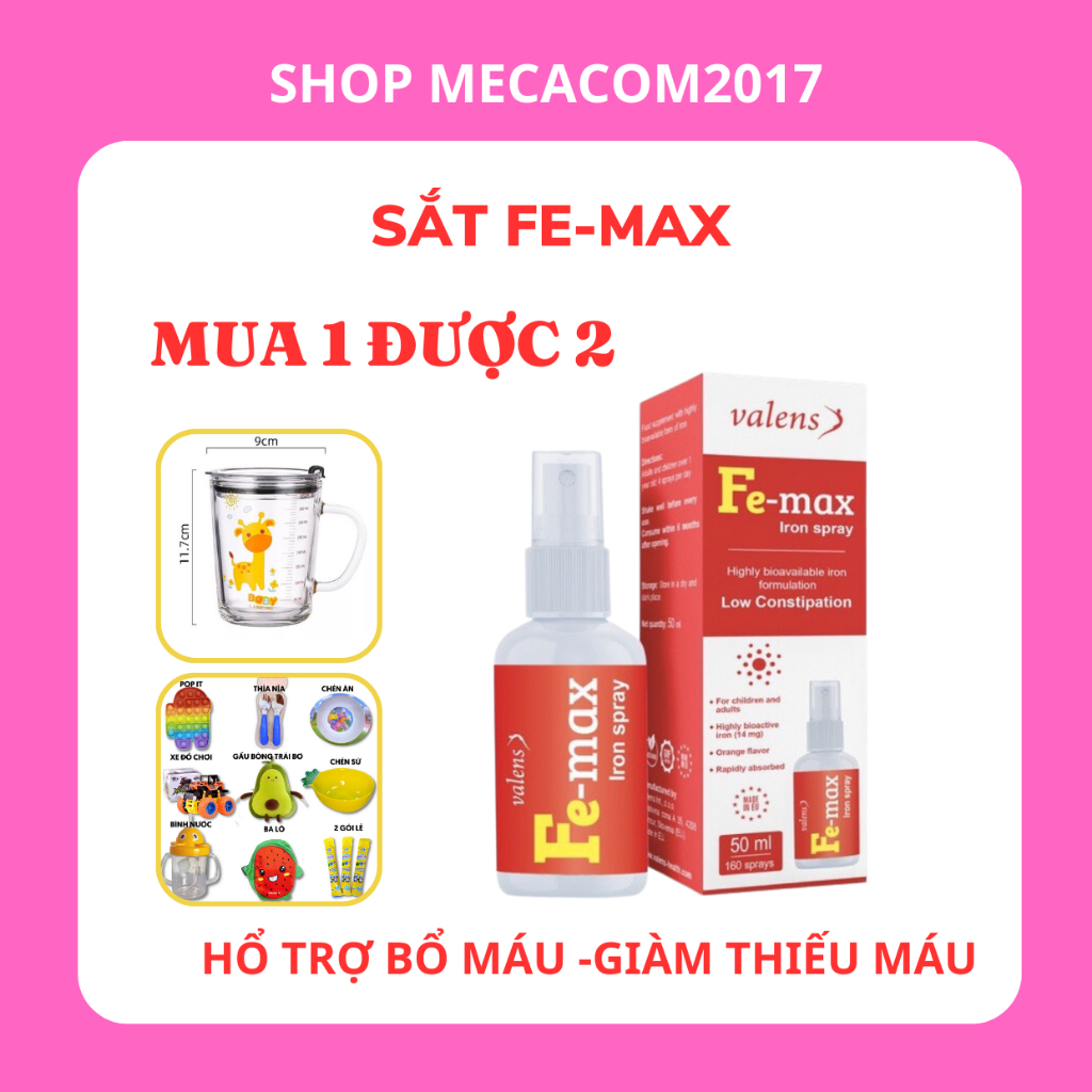 FE Max sắt dạng xịt, ngừa thiếu máu do thiếu sắt cho mẹ và bé