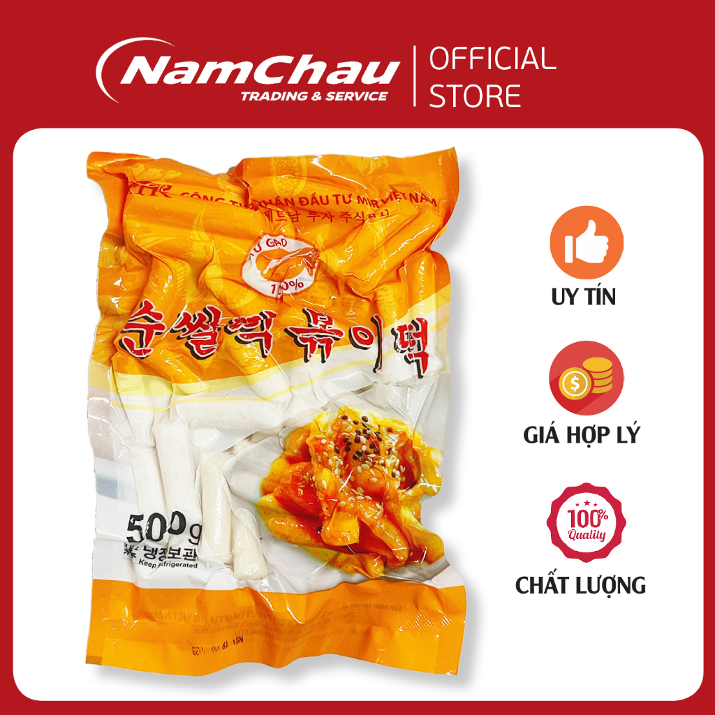 Bánh gạo Tokbokki Hàn Quốc 500gr - Bánh gạo loại thường gói vàng chế biến đa dạng các món ngon [HN giao hàng hỏa tốc]