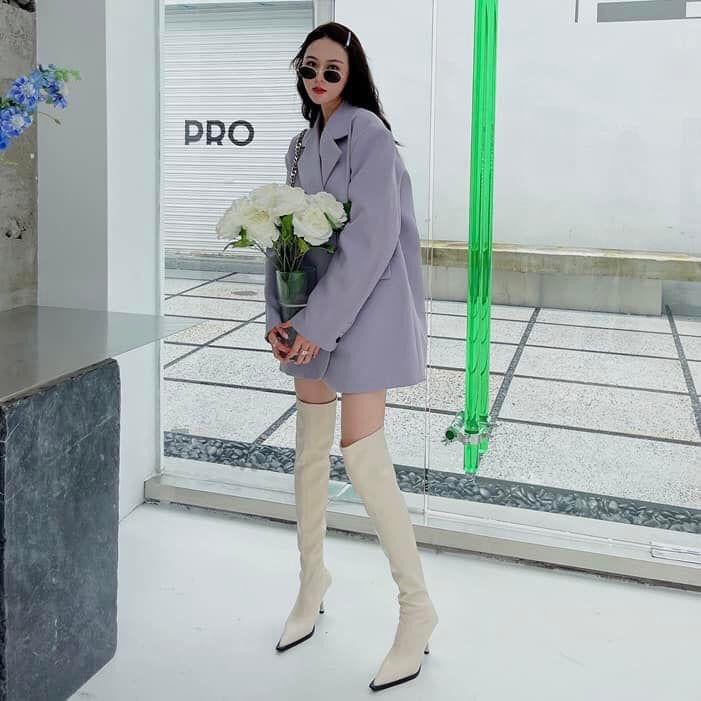 Bốt đùi da lì đế cao 8cm full màu đen, trắng và nâu cực xinh