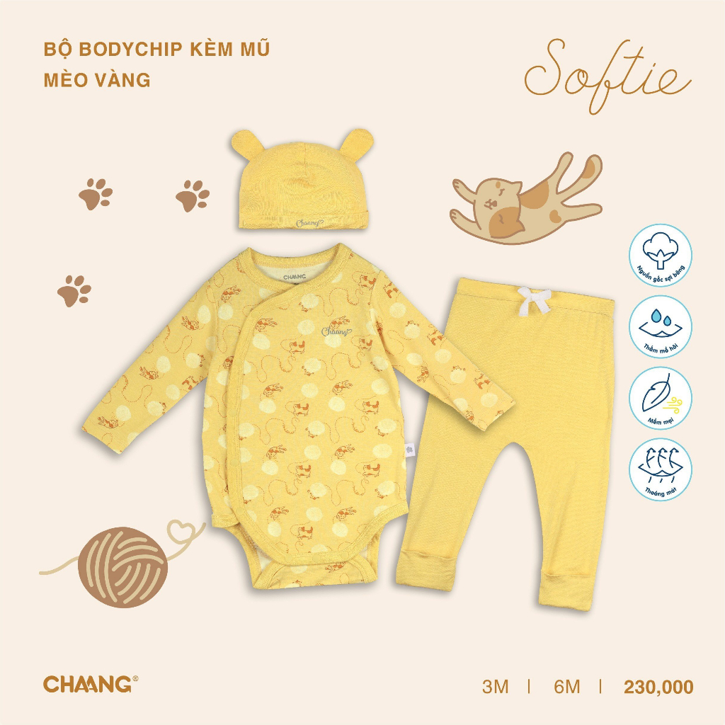 Set Bộ Bodychip Kèm Mũ Mèo CHAANG AW23D8