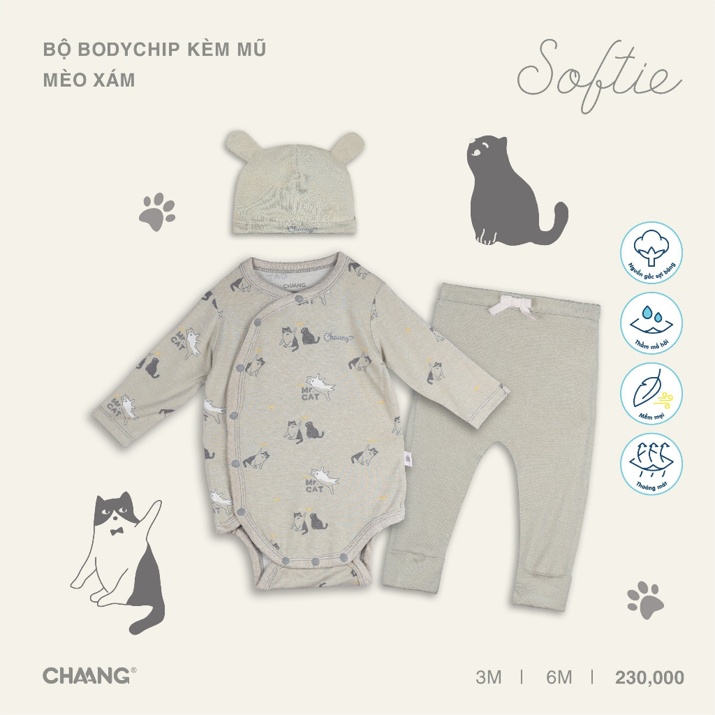 Set Bộ Bodychip Kèm Mũ Mèo CHAANG AW23D8