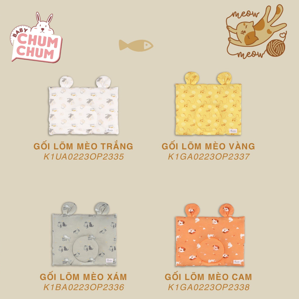 Gối Lõm Sơ Sinh Mèo CHAANG AW23D8