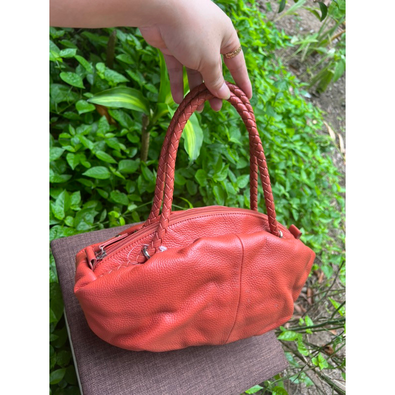 Túi xách tay quai đan da thật sz 27x15