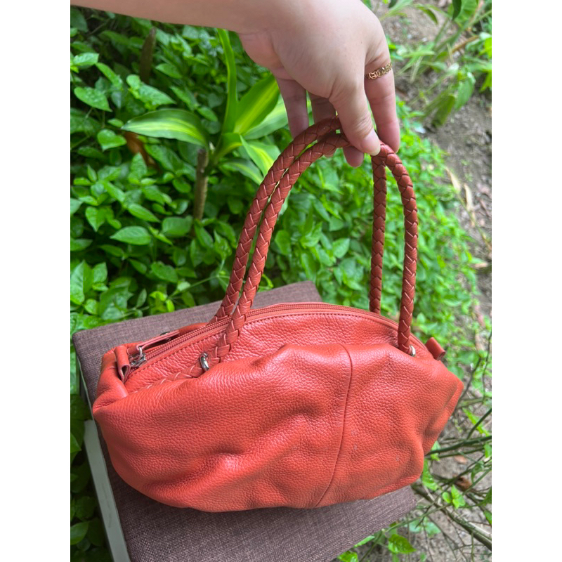 Túi xách tay quai đan da thật sz 27x15