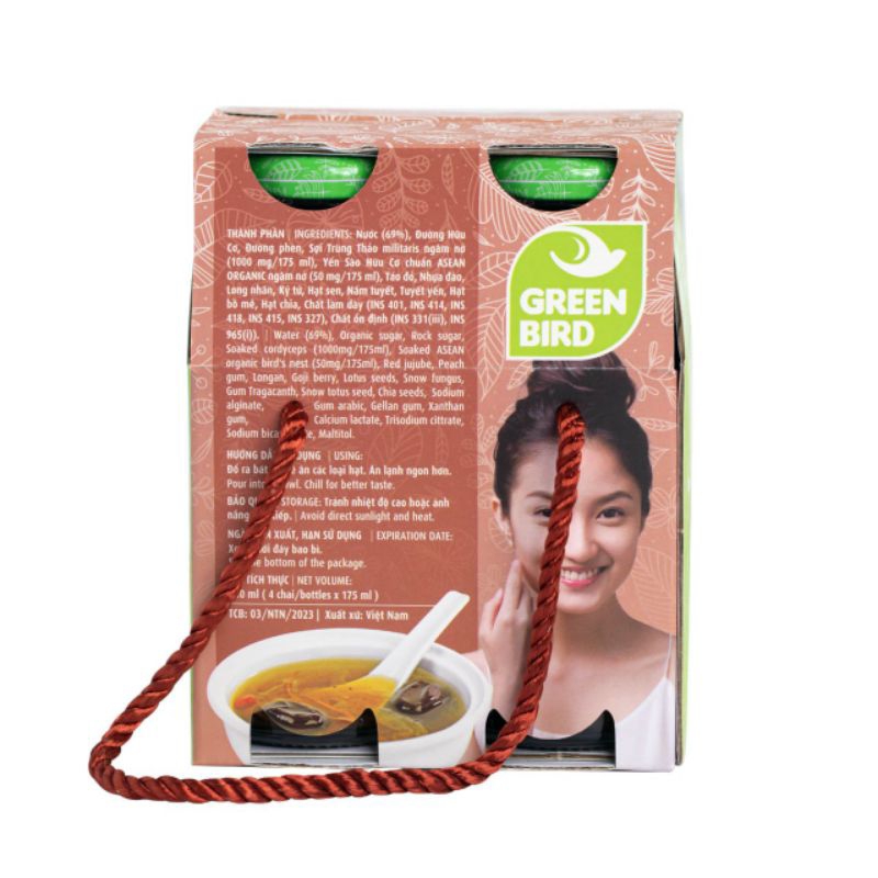 Lốc 4chai Yến Dưỡng Nhan Trùng Thảo Green Bird 185ml*4
