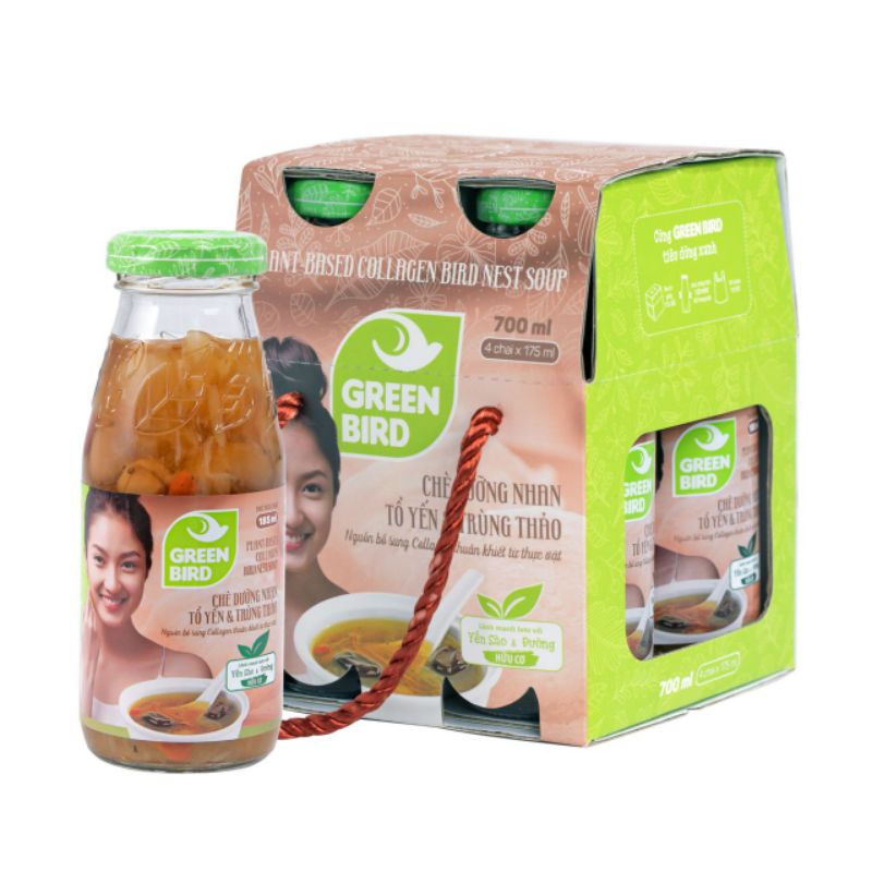 Lốc 4chai Yến Dưỡng Nhan Trùng Thảo Green Bird 185ml*4