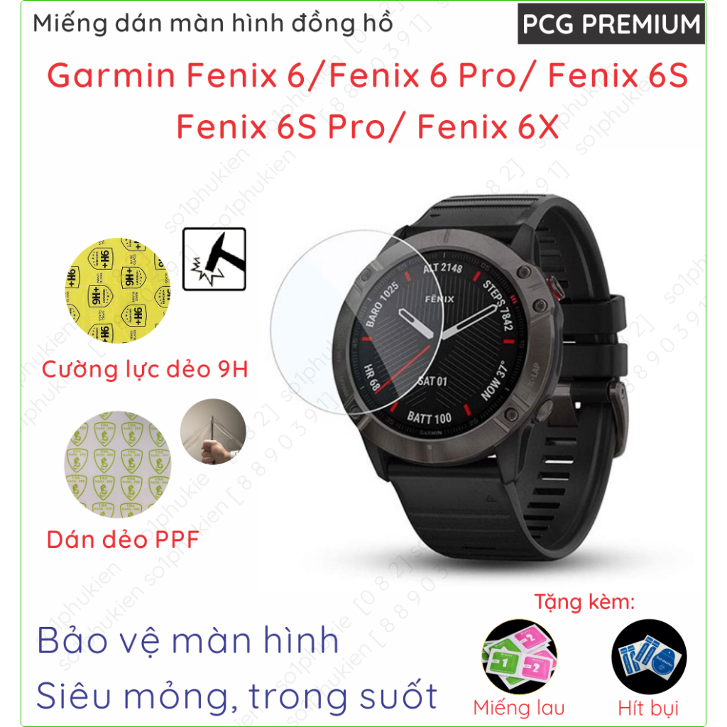 (Mua 1 Tặng 1) Dán cường lực màn hình đồng hồ Garmin Fenix 6/Fenix 6 Pro/ Fenix 6S/ Fenix 6S Pro/ Fenix 6X loại PPF,Nano