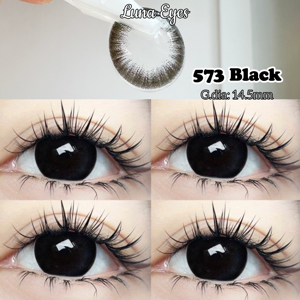 [1 year] Kính áp tròng LUNA EYES 573 BLACK - Lens size to