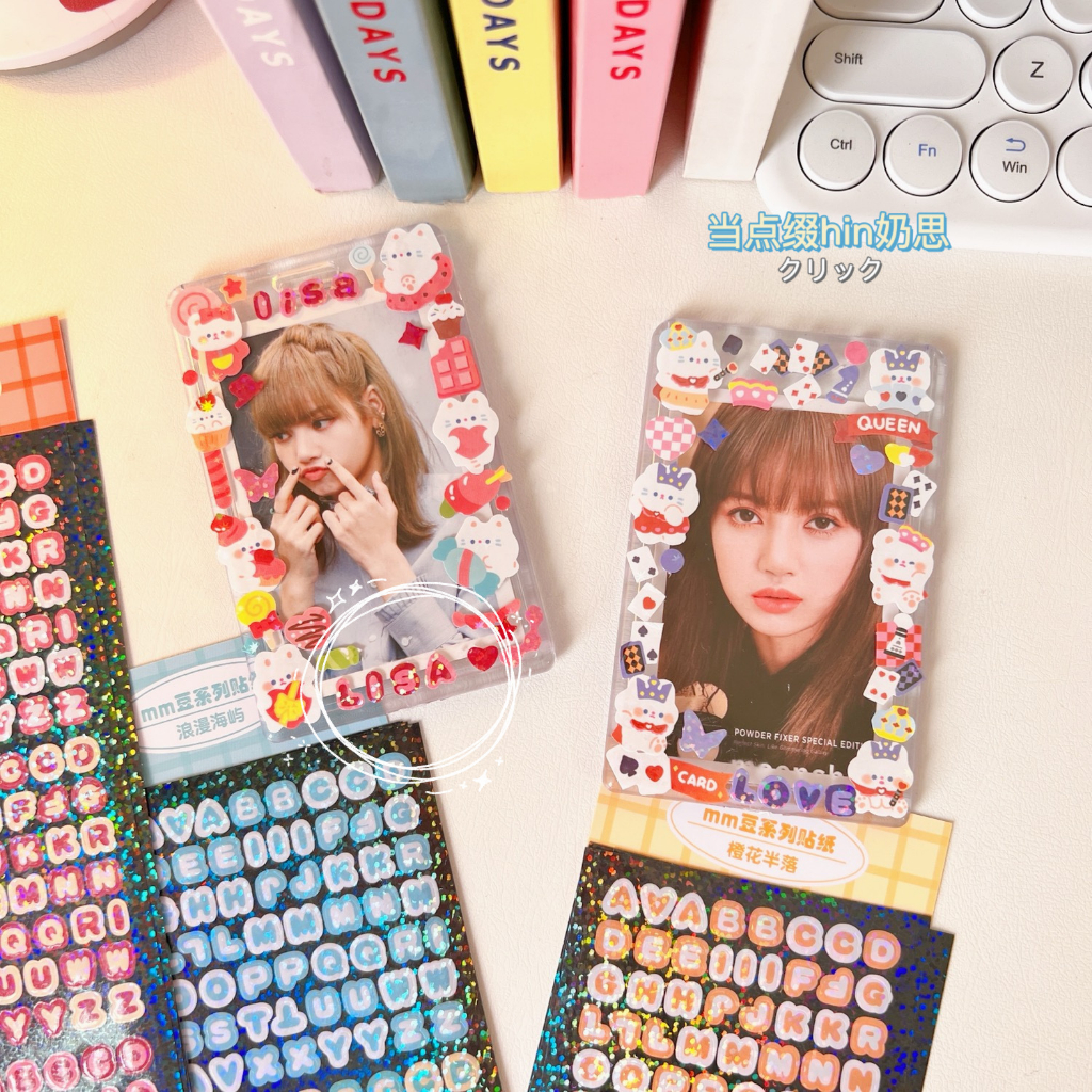 Set 4 Hình Dán Sticker Chữ Cái, Chữ Số Bling Lấp Lánh Siêu Xinh DIY Trang Trí Toploader, Sổ Tay