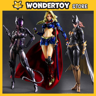 Mô hình Play Arts Kai Supergirl, Batgirl Arkham Knight, Catwoman 27cm