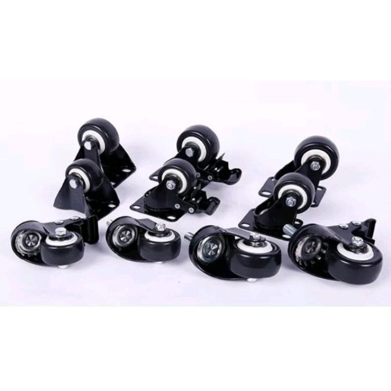 Bánh xe loa kéo, bánh xe nhập khẩu 4cm, bộ 4 bánh, gồm 2 bánh xoay, 2 bánh khóa, y hình