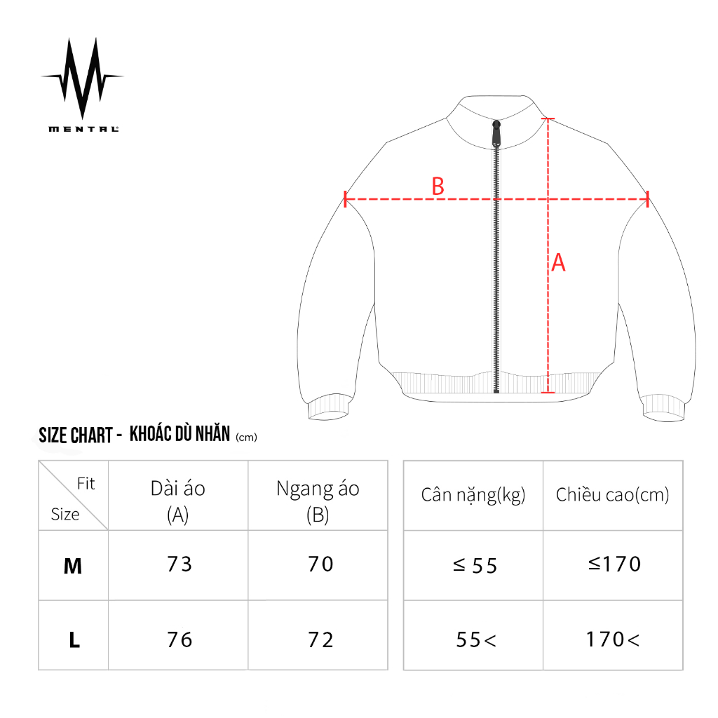 Áo Khoác Dù Nam Nữ Khóa Zip YKK Cao Cấp MENTAL® BIG ICON "M" JACKET