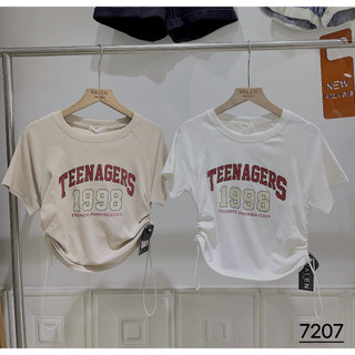 Áo pull crop rút eo teenage 1998 - be/trắng