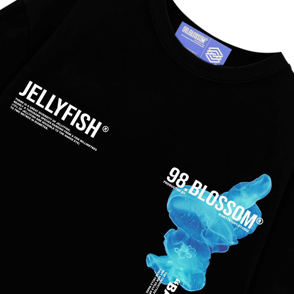 Áo Thun Local 98.BLOSSOM "JELLY FISH" Black, 100% Cotton - Chính Hãng