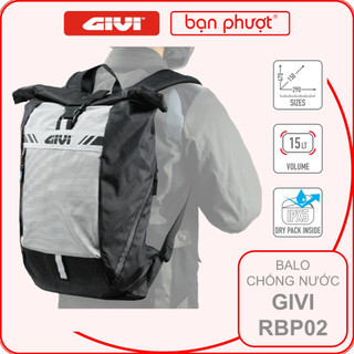 Ba Lô Chống Nước Givi RBP02, Balo Givi Cuộn Miệng 15L Chống Nước, Givi Rooltop Backpack RPB02, Bạn Phượt