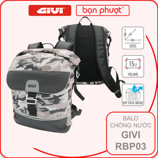 Ba Lô Chống Nước Givi RBP03 Camo, Balo Givi Cuộn Miệng 15L Chống Nước, Givi Rooltop Backpack RPB03, Bạn Phượt